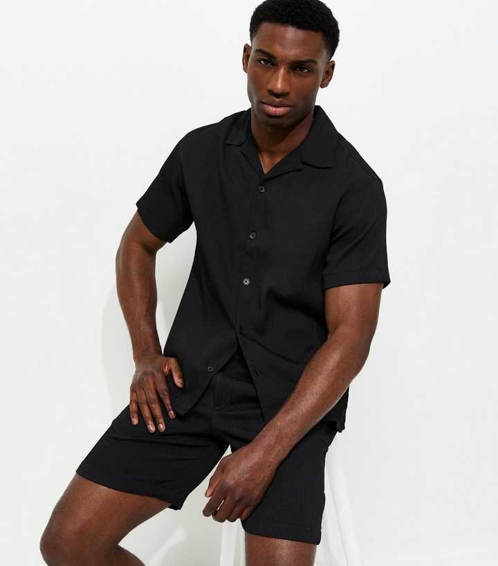 Jack & Jones Black Relaxed Striped Short Sleeve Shirt