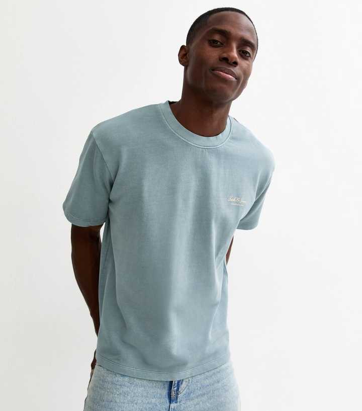Jack & Jones Light Blue Sweat Relaxed Washed Logo T-Shirt