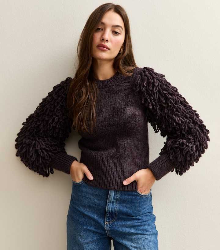 Dark Purple Looped Sleeve Jumper