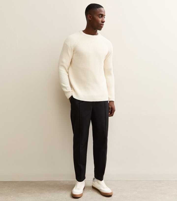 Black Front Seam Regular Trousers