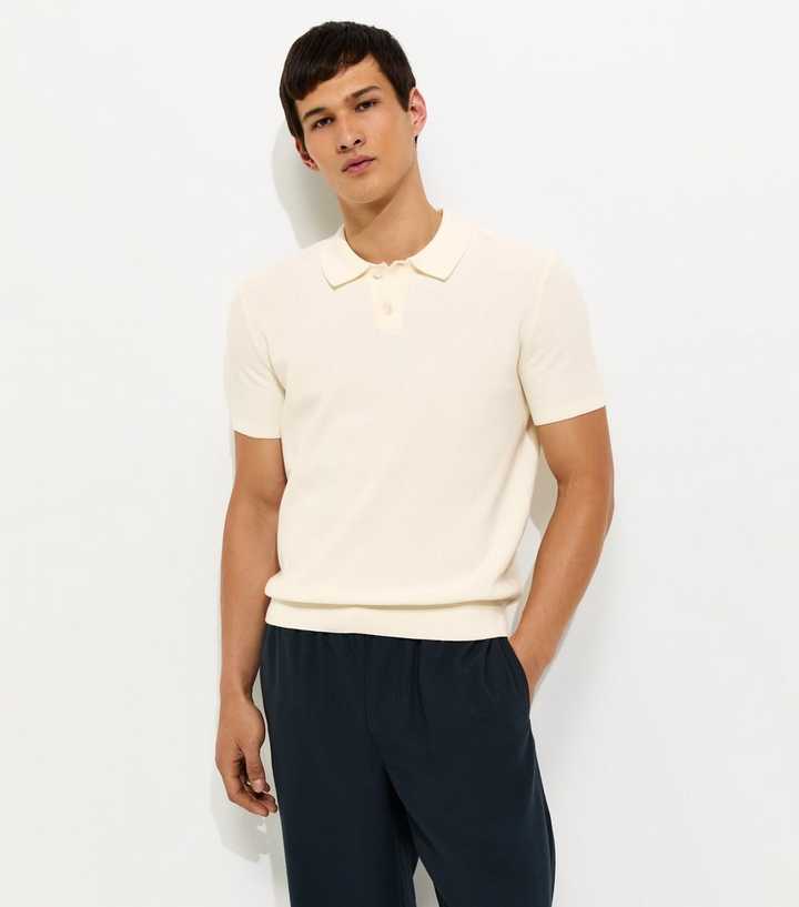 Off White Regular Short Sleeve Polo Top