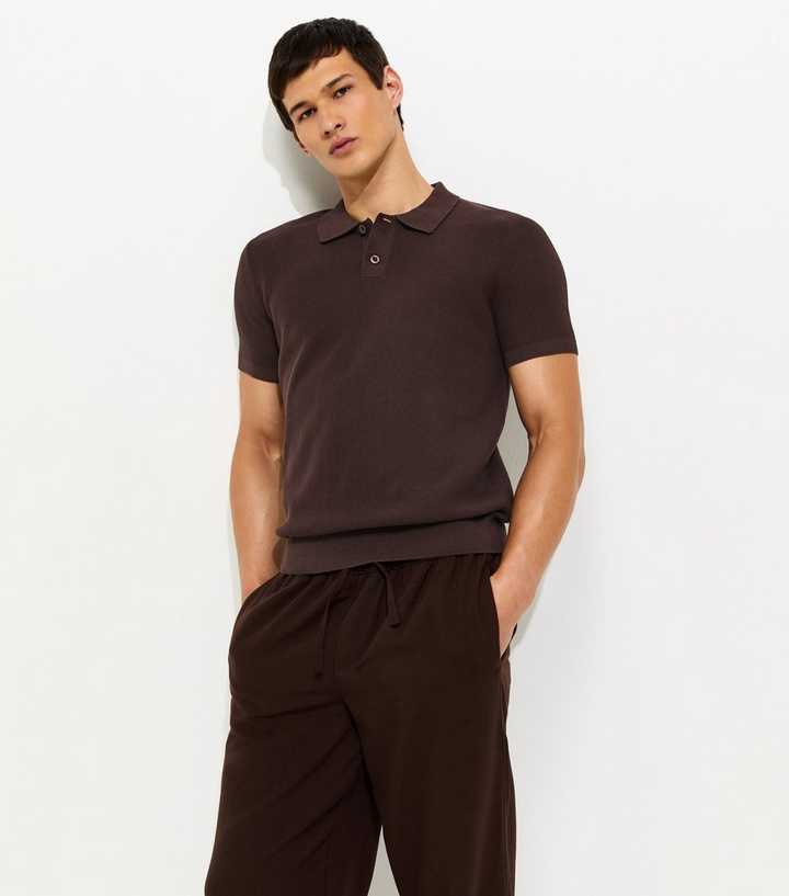 Dark Brown Regular Short Sleeve Polo Top