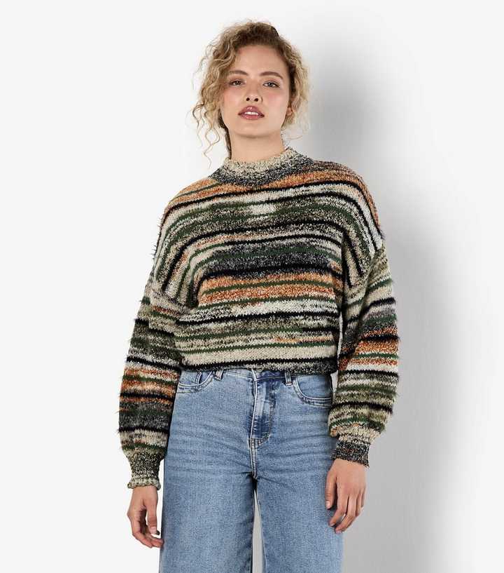 Knit Sweater Easy Street Space Dye Sweater Apricot Green Space Dye