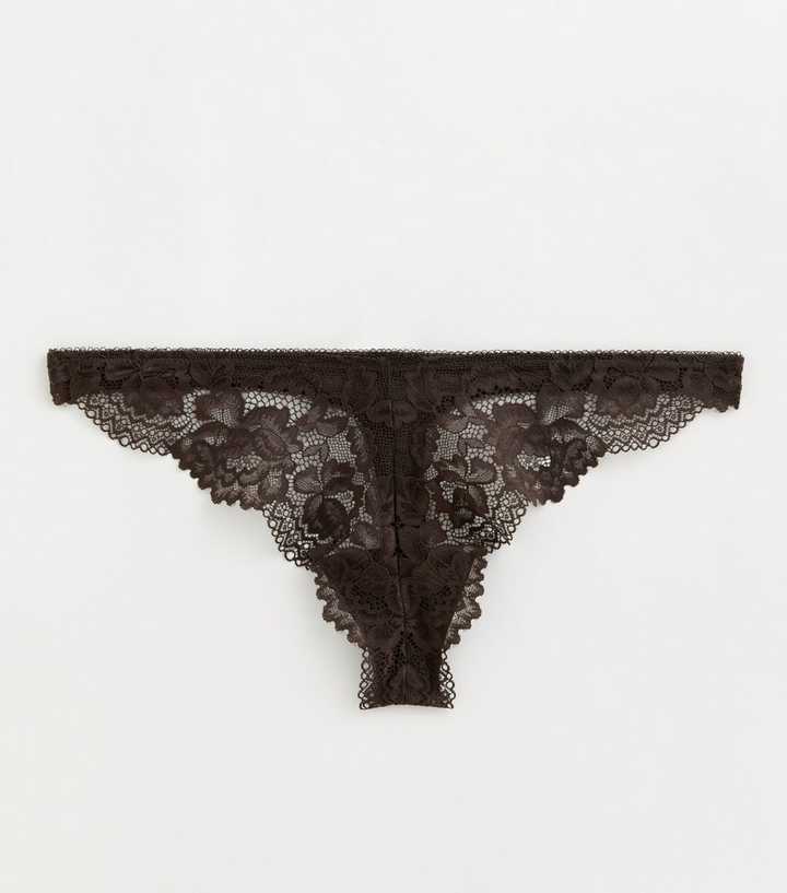 Dark Brown Lace Thong