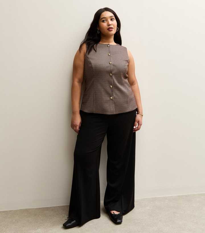 Curves Black Jersey Wide Leg Trousers