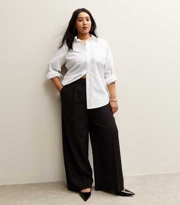 Curves Black Wide Leg Trousers