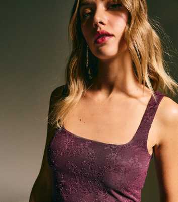 Dark Burgundy Lace Square Neck Bralette Top