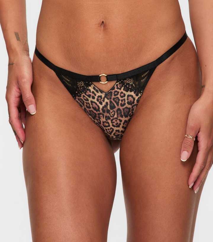 Ann Summers Black Leopard Print Brazilian Briefs