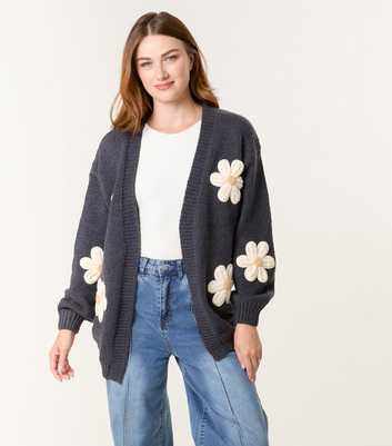 Blue Vanilla Navy Daisy Applique Cardigan