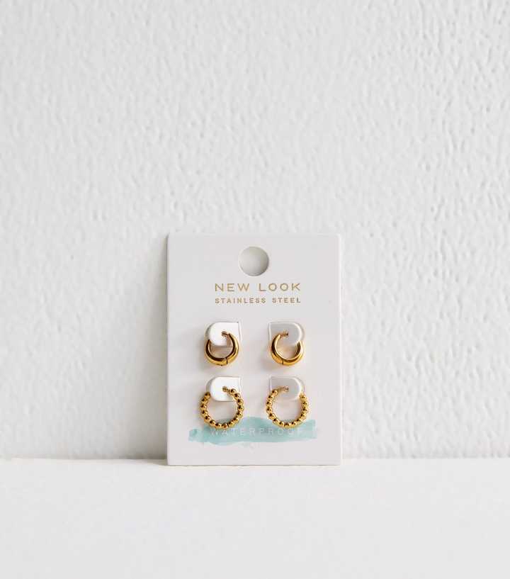 Gold Tone Waterproof Pack Of 2 Hoop Earrings