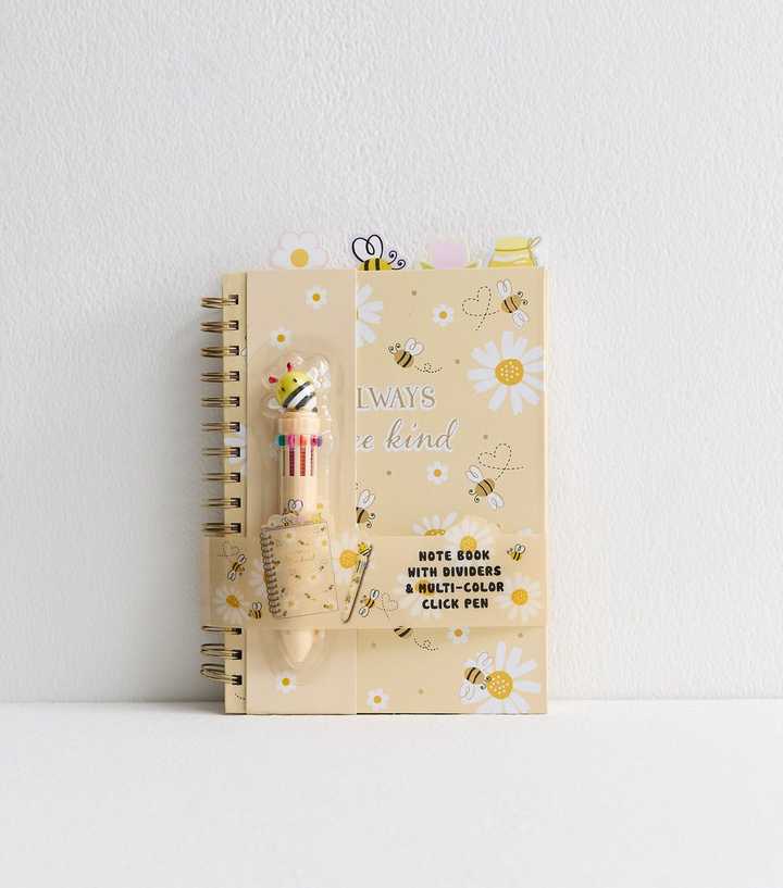 Yellow Always Bee Kind Notebook with Multicolour Pen