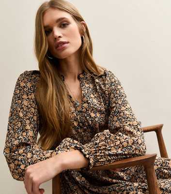 Yellow Floral Long Sleeve Mini Dress