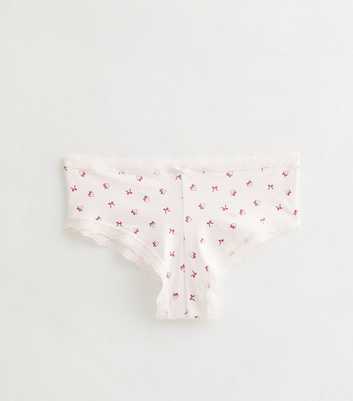 Girls White and Pink Bow Print Briefs