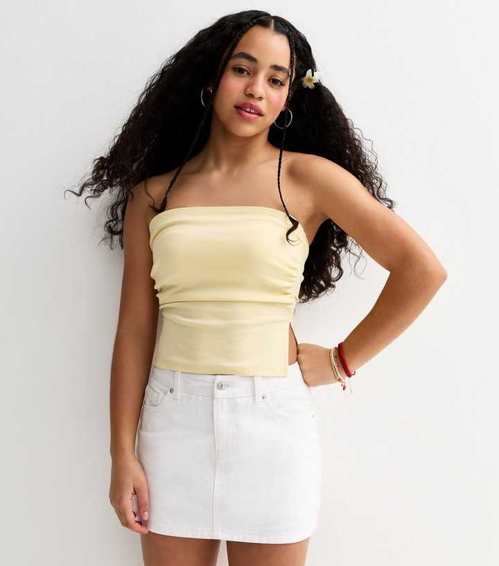Girls White Denim Mini Skort