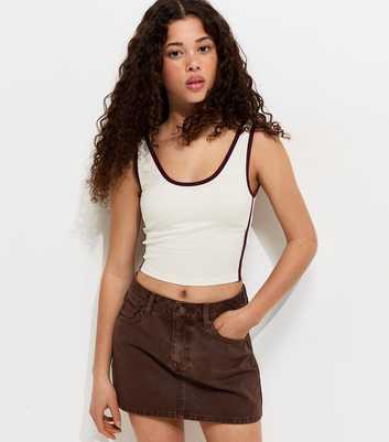 Girls Brown Denim Mini Skort