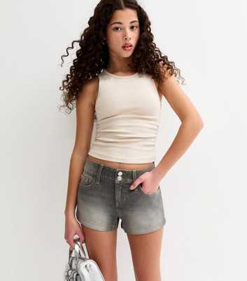 Girls Dark Grey Denim Shorts
