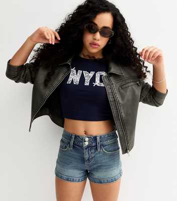 Girls Dark Blue Denim Shorts