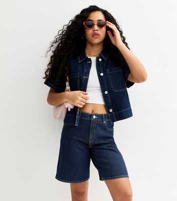 Girls Blue Denim Bermuda Shorts