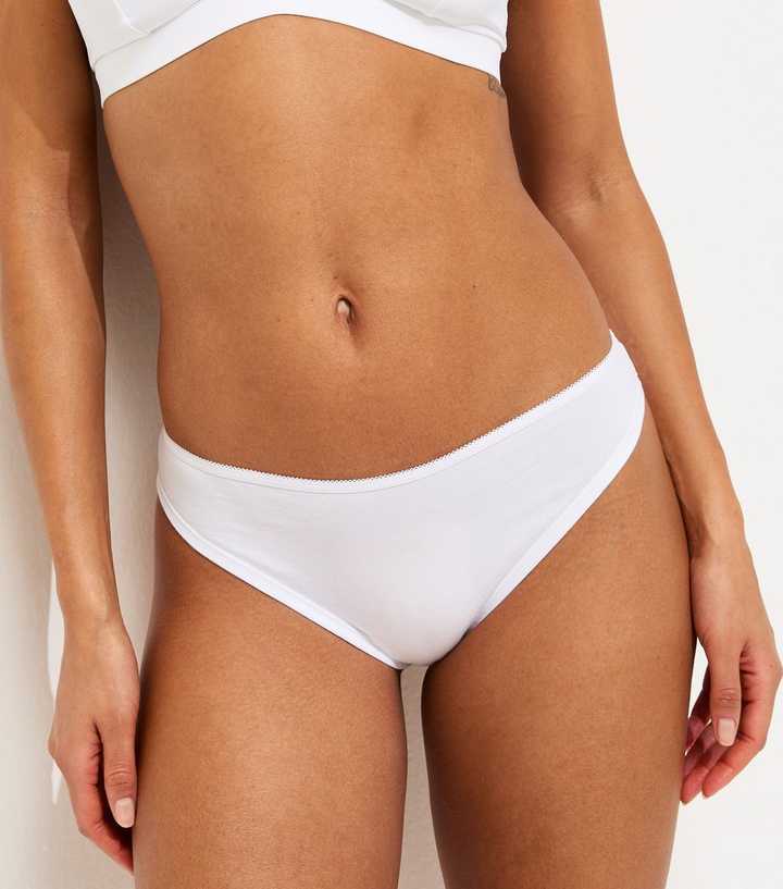White Ruched Back Brazilian Briefs