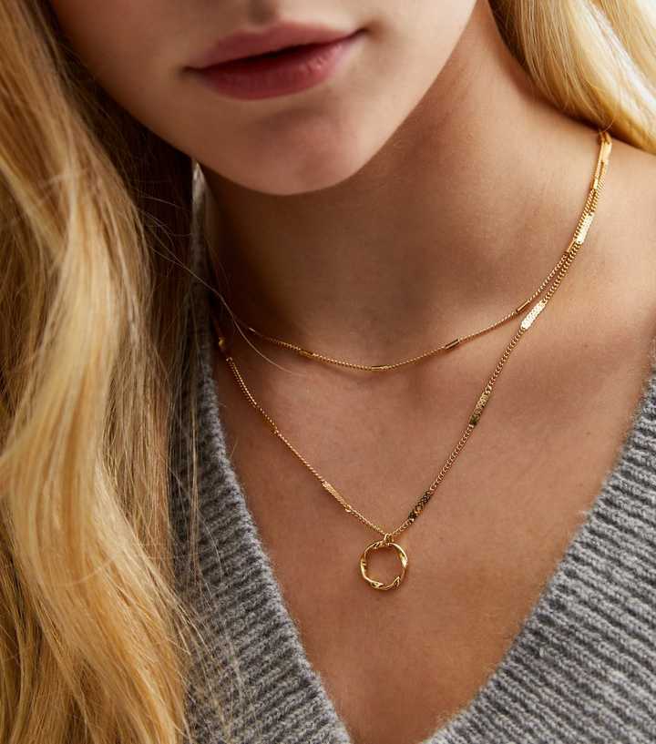 18ct Gold Plated Circle Pendant Necklace