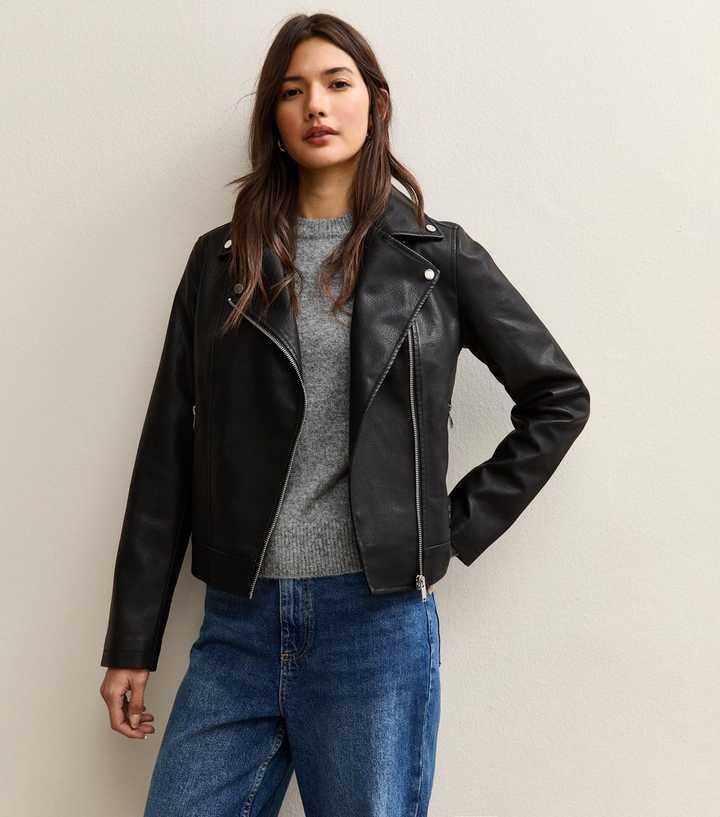 Black Faux Leather Biker Jacket