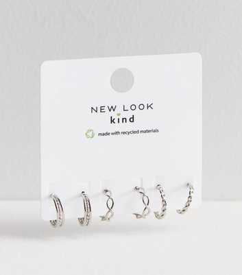 Pack Of 3 Silver Tone Mini Twist Hoop Earrings