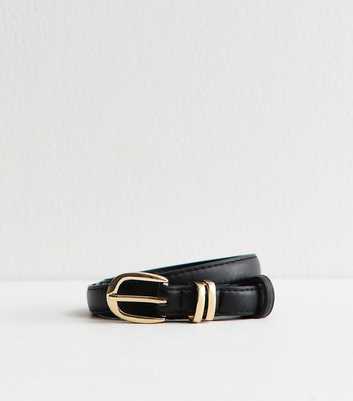Black Faux Leather Skinny Belt