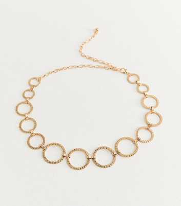 Gold Hammered Circle Chain Belt