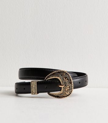 black-faux-leather-western-  display picture 3
