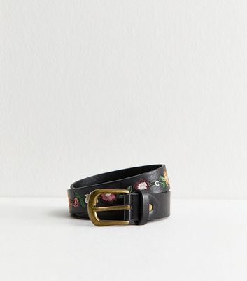 Ceinture New York & Company Noire Stretch - Avec Appliques Fleurs Et Pierres - Taille S/M - Largeur Medium - Neuve Sans étiquette