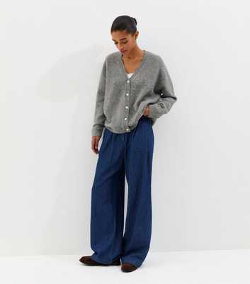 Dark Grey V-Neck Boyfriend Cardigan