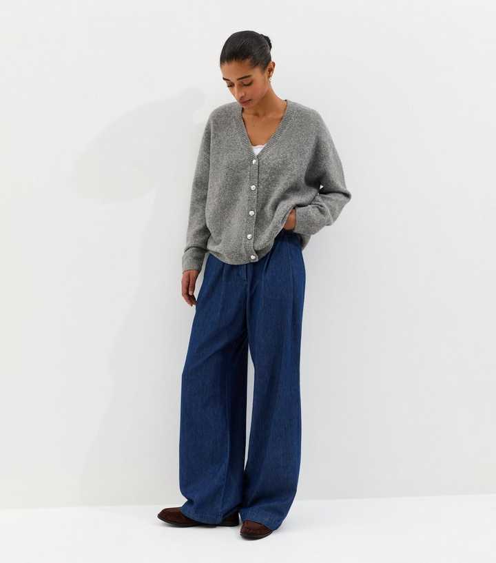 Dark Grey V-Neck Boyfriend Cardigan