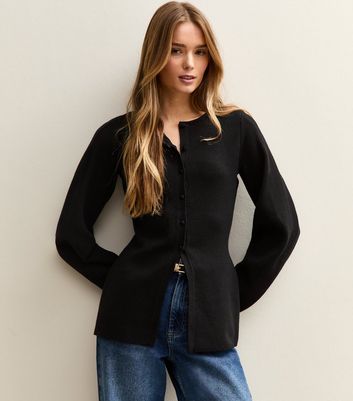 Black Compact Knit Longline Cardigan | New Look