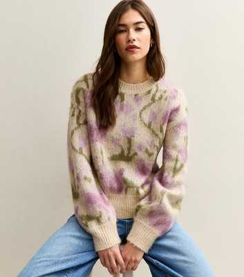 Cream Floral Brushed Knit Jumper
