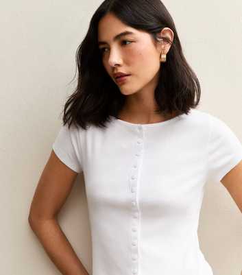 White Button Through T-Shirt