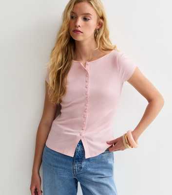 Light Pink Button Through Baby Tee