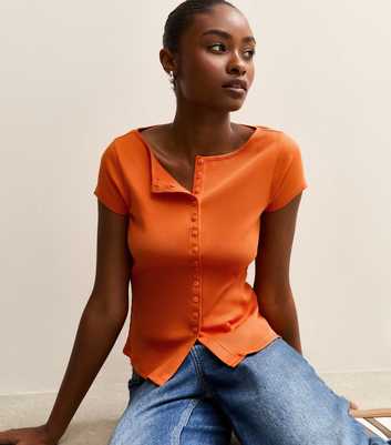 Bright Orange Button Through Baby Tee
