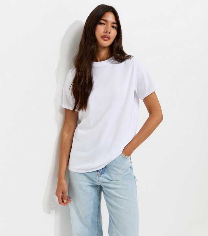 White Cotton Crew Neck T-Shirt