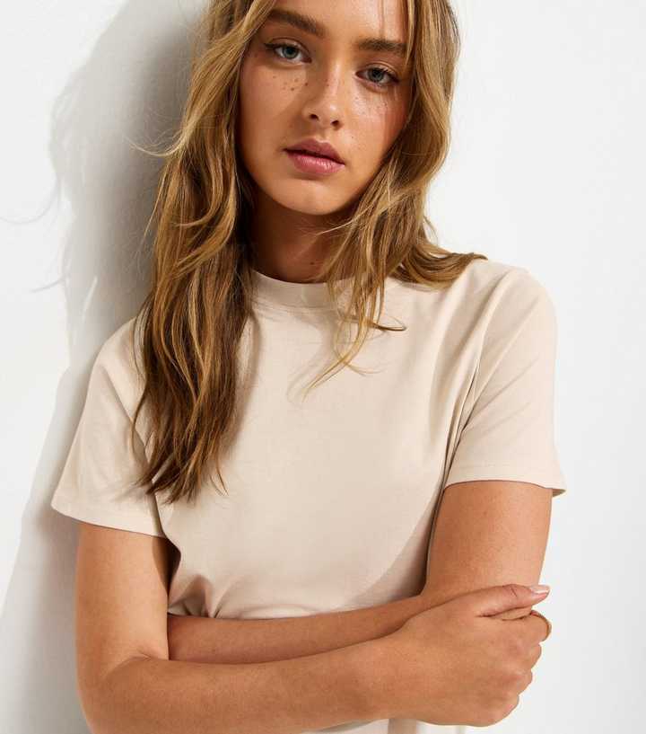 Stone Cotton Crew Neck T-Shirt