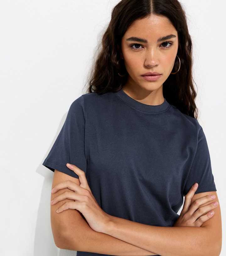 Navy Cotton Crew Neck T-Shirt