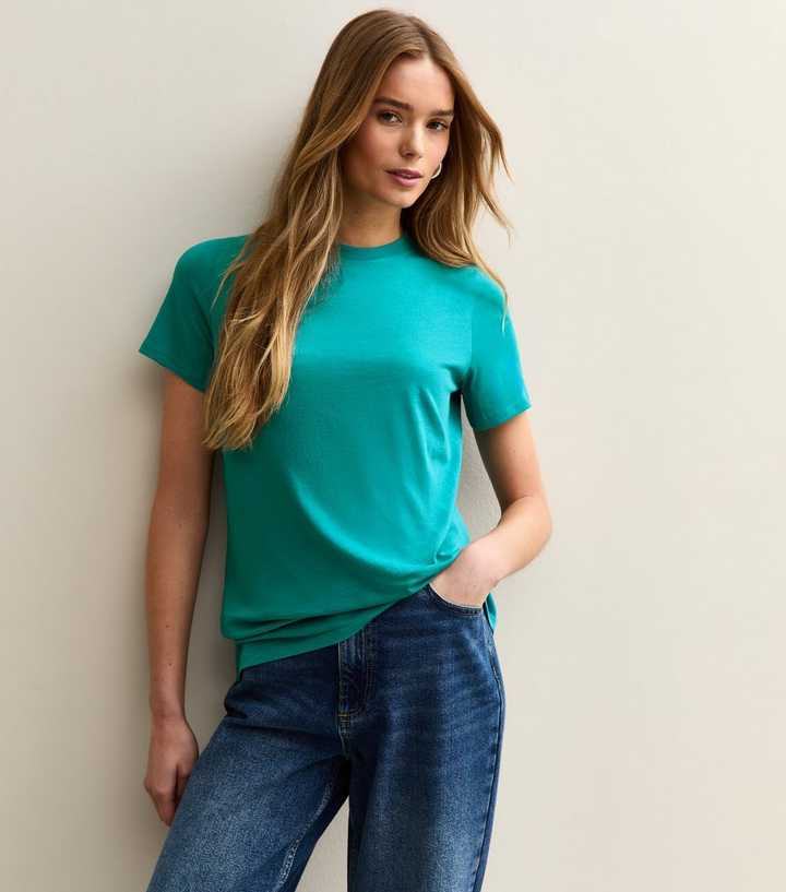 Teal Cotton Crew Neck T-Shirt