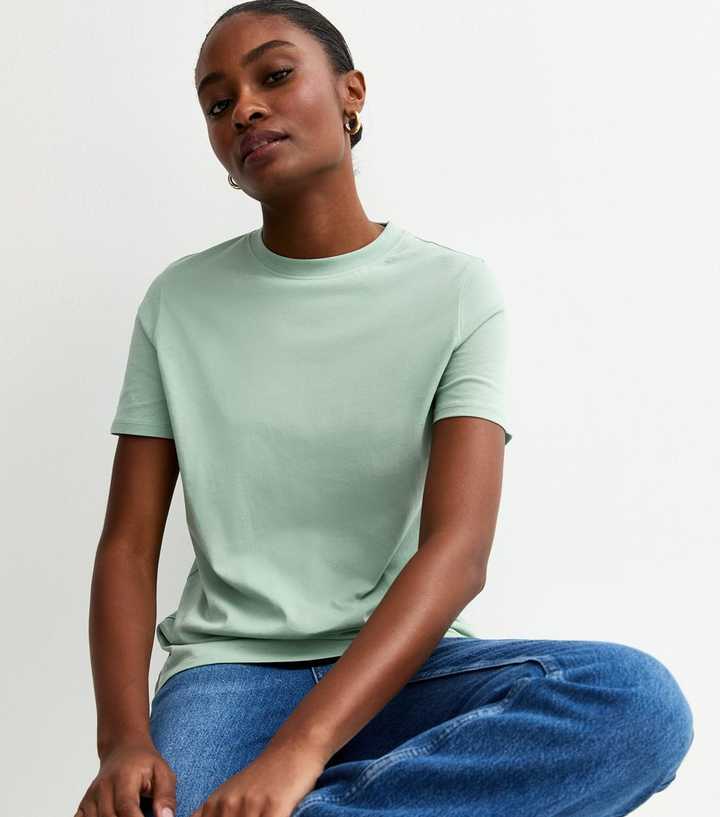 Mint Green Cotton Crew Neck T-Shirt