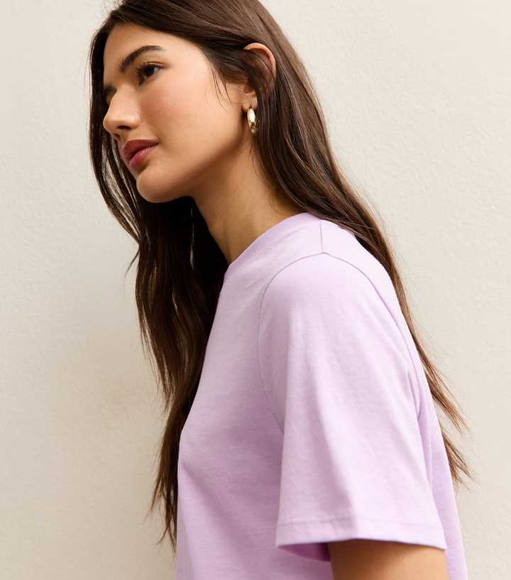 Lilac Cotton Crew Neck T-Shirt