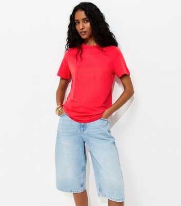 Bright Red Cotton Crew Neck T-Shirt