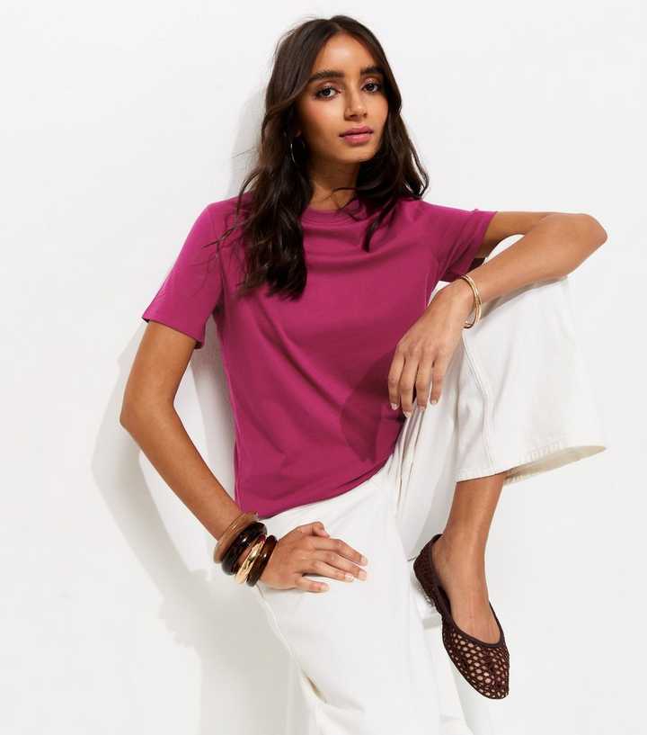 Light Burgundy Cotton Crew Neck T-Shirt