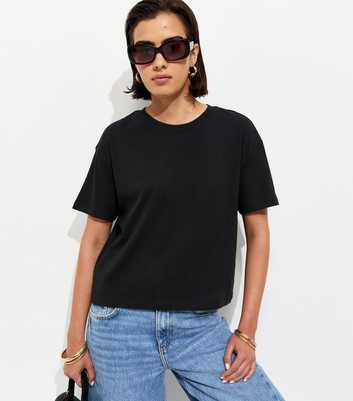 Black Cotton Boxy Fit T-Shirt