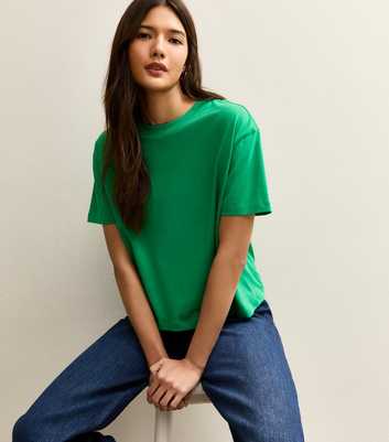 Dark Green Cotton Boxy Fit T-Shirt