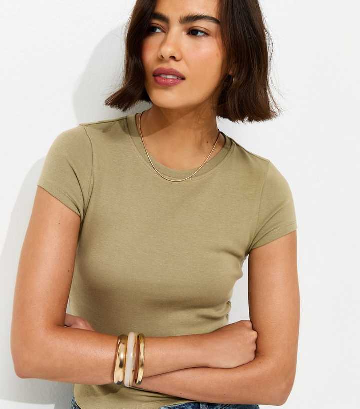 Light Khaki Short Sleeve Baby Tee