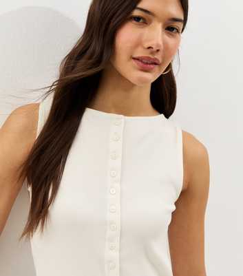 Cream Button Through Tank Top