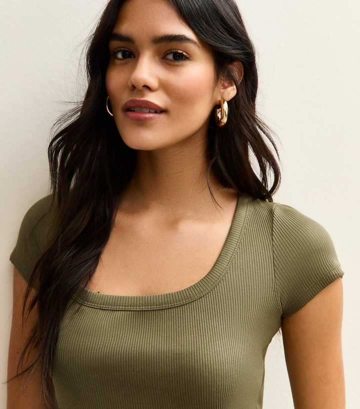 Green Square Neck Top